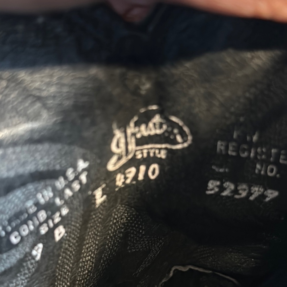 Justin Sz 9 Black Western Cowboy Boots with Embroidered Shaft - Picture 10 of 12